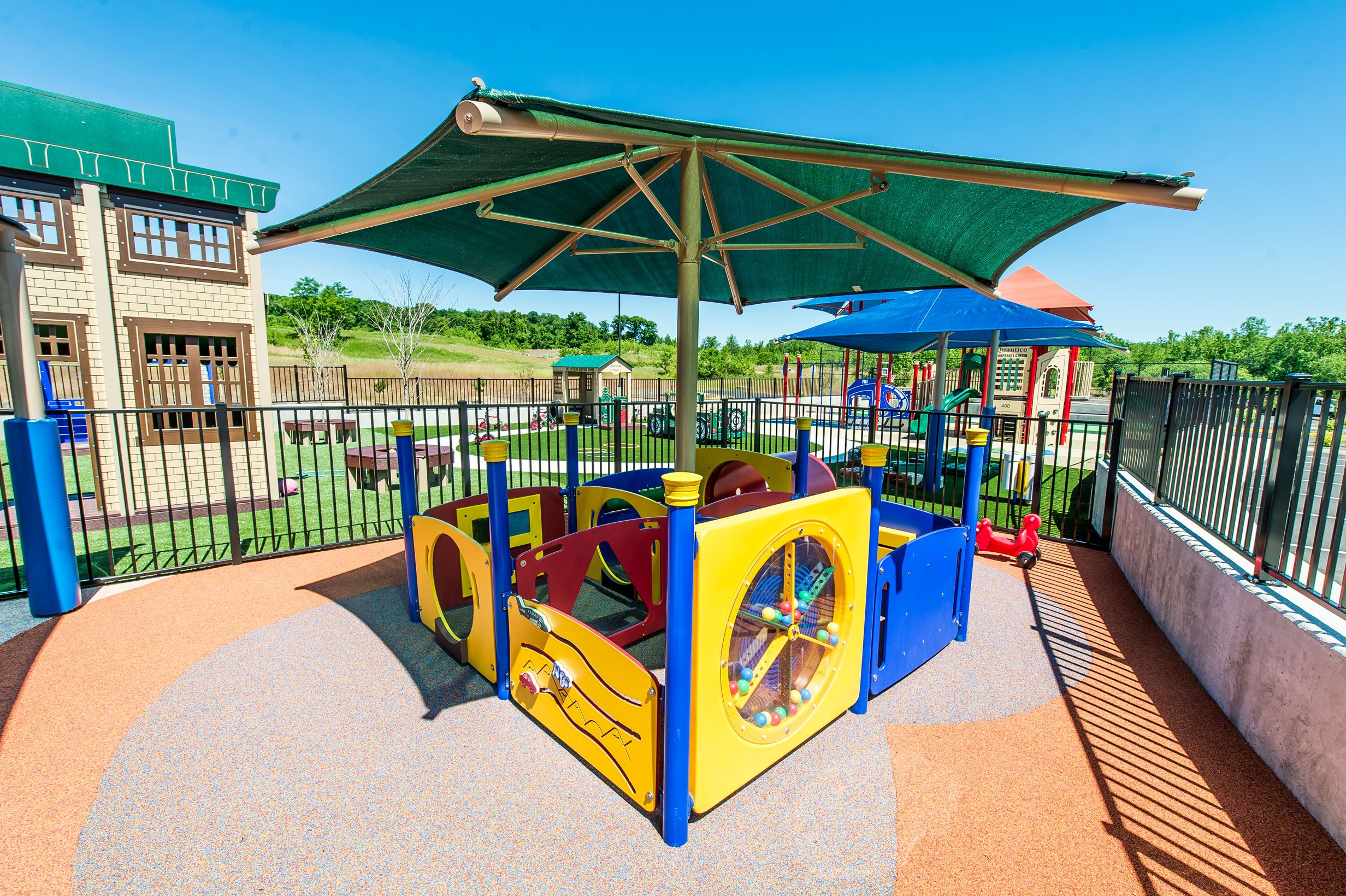 Hexagon Single Post Umbrella Shade_The-Merit-School-of-Quantico-Corporate-Center-VA-Adventures-in-Growing-View-09